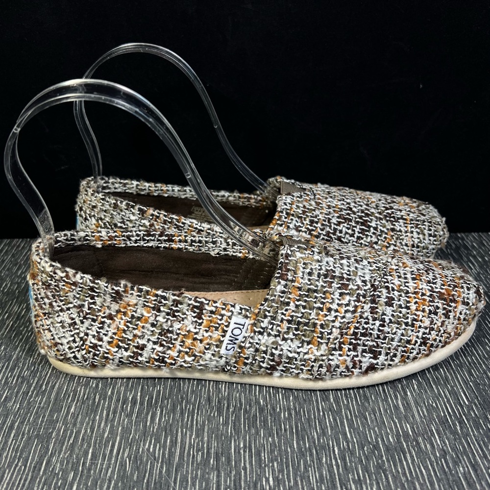Toms Women’s Shoe Size 7 Woven Multicolored Slip-On Flat Classic Boucle Brown